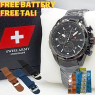Jam Tangan Man Pria Swiss Army 6561 Tali Stainless Steel Fitur Date Dan Chronograph Bonus Tali dan B