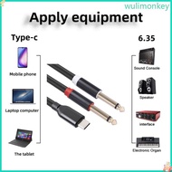 WU Type C to 6 35mm Y Cord USB C to 6 35mm 1 4inch TRS Cable for Speaker Mixers