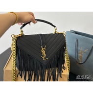YSL1333 Black Tassel Chain Bag Fashion Trendy Handbag
