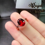 Royal Jewelry Fashion Accessories Natural Garnet Ring Cincin Batu Woman Cincin Perempuan Ins Simple Adjustable Ring Red Gemstone S925 Silver Rose Gold Y826