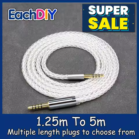 8 Core 99% 7n Pure Silver Palladium Earphone Cable For Sony MDR-MV1 HIFIMAN Edition S Deva HE-R10 Op