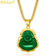 Ethlyn Green Jade Buddha Statue Pendant Necklace for Men Women FengShui Good Luck Amulet Gift Bodhisattva Talisman MY281