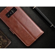 Samsung Galaxy Note 8 Flip Cover Wallet Leather Case Classic Style - Chocolate