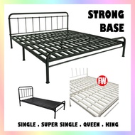 STRONGER SUPPORT BASE METAL BED FRAME IN SINGLE SUPER SINGLE QUEEN KING SIZE BEDFRAME BLACK / IVORY WHITE COLOUR (ASSEMBLY INCLUDED)