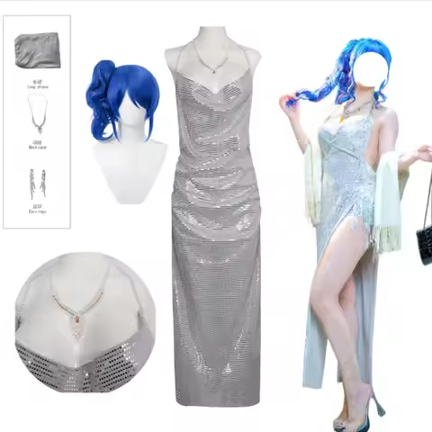 Azur Lane St. Louis Same Style Sequin Long Dress Cosplay French Halter Slim Waist Adult Women Hallow