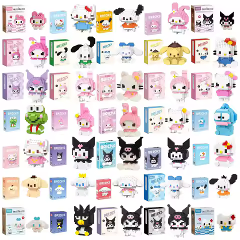 Sanrio Hello Kitty Building Blocks Anime Kawaii Kuromi Mini Action Children's Figures Blocks Bricks 