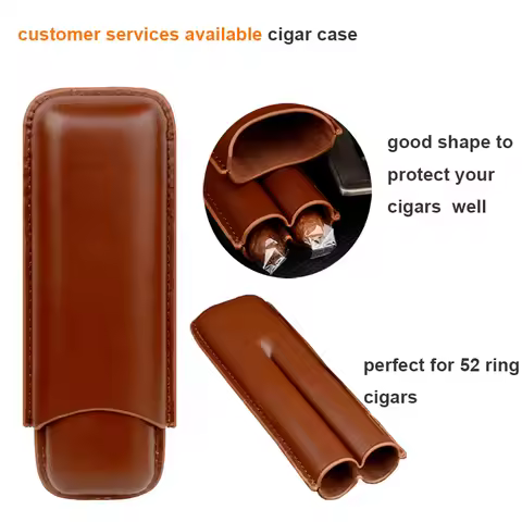 Pocket Size Cigar Case Leather Cigar Holder 20mm Cigar Tube Mini Box for Cigar Brown Travel Humidor 