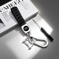 High-quality Metal Leather Car Emblem Keychain Key Ring For Audi TT Q3 Q5 Q7 Q8 B5 B6 B7 B8 B9 Q7 8P