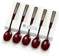 1J-818 Coffee Spoon, Set of 5, Cherry Blossom, Black