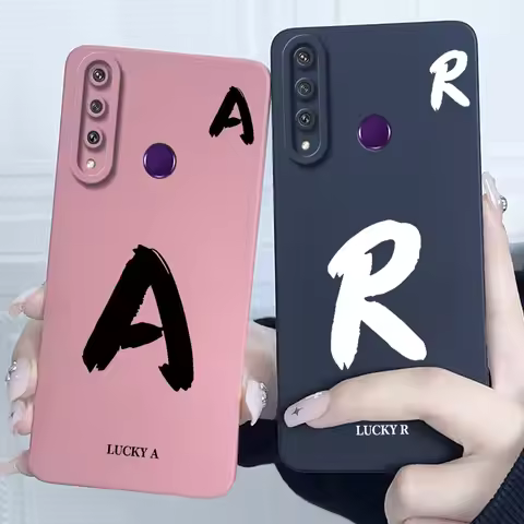 For Huawei Y6p MED-LX9 MED-LX9N Protective Casing for Huawei Y6P 2020 Lucky Initial Letter Cover Sof
