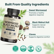 VINATURA Wormwood Black Walnut Clove Capsules - Cleanse, Detox, Intestinal Guard Formula Supplement 