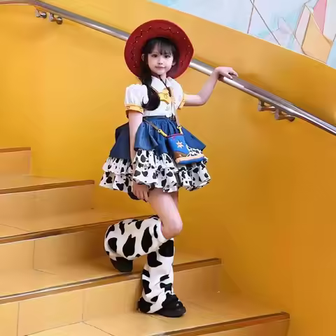 Movie Woody Jessie Cosplay Costume for Kids Adults Jessie Polka Dot Dress Cowboy Uniform Halloween C