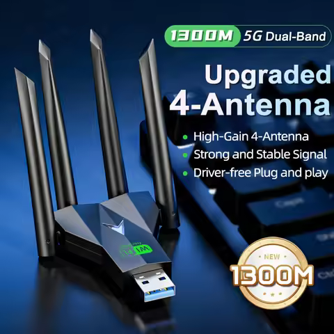 Upgrade 4 Antennas 1300Mbps WiFi USB 3.0 Adapter 2.4G/5GHZ Dual Band WiFi Dongle Wireless Network Ca