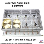 8 burner pancake gas stove/ Dapur Gas Apam Balik 8 Kepala/Dapur Gas Apam Balik Kuali 7 inci