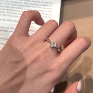 New Style S925 Silver 0.8ct 5 * 5 Mini Princess Square Moissanite Diamond Ring Daily Commuter All-Ma