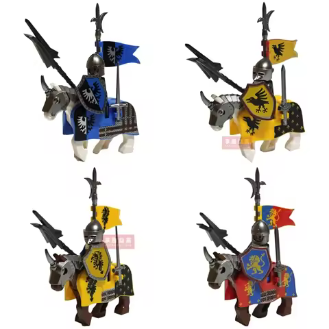 Medieval Military Castle Soldier Figures Building Blocks Rome Lion Falcon Knight Warrior Sword Infan