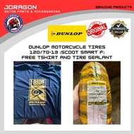 DUNLOP MOTORCYCLE TIRE 120/70-13 (SCOOT SMART F) WITH FREE DUNLOP SHIRT AND TIRE SEALANT