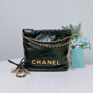 CHANEL 香奈兒22系列迷你鍊帶包包22 MINI BAG SHINY CALF SKIN