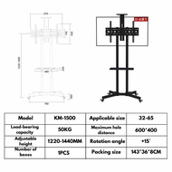 Tv Bracket Mobile Tv Stand For 32-70 Inch TV Heavy Duty Adjustable Angle Height Trolley Portable Sup