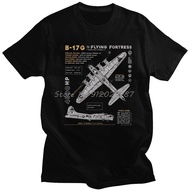 B-17 Flying Fortress Spitfire T Shirt Men Short Sleeve Cotton Tshirt Fighter Plane Tee WW2 War Pilot