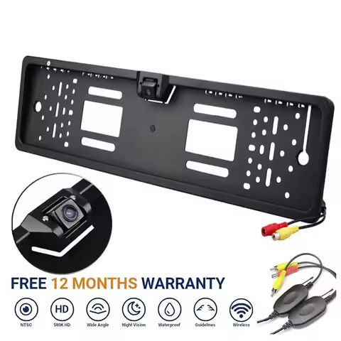 EU License Plate Frame CCD Backup Camera 4/8/12-LED HD Night Vision Rear View Waterproof Auto Access