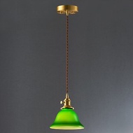 【塵年舊飾】經典綠玻璃銅製吊燈附LED 6W燈泡