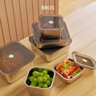 BROS Container SUS 304 Press-In Square-X | Microwaveable Food Safe SUS304 Stainless Steel Container