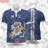 Fuhui01 2023 ONE PIECE Luffy Gear 5 Jersey T-shirt Anime Retro Collar Baju Jersey