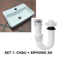 Chậu Lavabo rửa mặt mini treo tường hình chữ nhật kích thước 36x25 cm phù hợp với không gian nhỏ