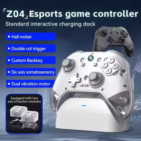 New Z04 Wireless BT Game Controller With Charging Dock Six-axis Gyroscope Hall Joystick Gamepad for 