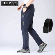 JEEP SPIRIT 1941 ESTD Mens High Elastic Mountaineering Pants Summer Outdoor Mountaineering Fishing L