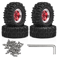 64mm 1.3" Metal Beadlock Wheel Tire Set for 1/18 1/24 RC Crawler Car TRX4M SCX24 AX24 FCX24 FCX24M  