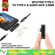 SPLITTER TYPE-C TO TYPE-C AND AUDIO JACK 3.5MM TYPE C 3.5 MM DONGLE CHARGING CHARGE