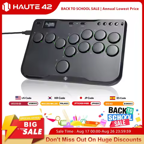 Haute42 Arcade Joystick Mini Hitbox Leverless Arcade Controller For PC/PS4/PS5/Switch Leverless Arca