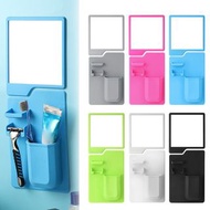 **包郵** [綠色] 矽膠牙刷架 無痕自黏免釘浴室牙刷架 牙刷置物架 牙膏架連鏡子 [平行進口] YY3419