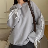 [HARPER] Brand Custom Lace Sleeve Stitching Inner Bristles University T | Ready Stock University T B