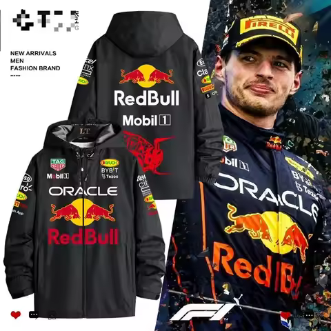 Red Bull Fleet Uniform Men Printed Hooded Jacket Winter Fall Motorcycle Clothing Leisure Outdoor Jac