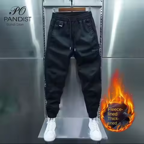 Fashion Korean Elastic Waist Sports Joggers Warm Velvet Harem Pants for Autumn Winter Cuffed Bottoms