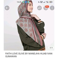 KEMEJA Mandjha Special Free Box Ivan Gunawan Fashion Scarf Faith Love Motif Olive, Also Production F