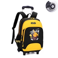 Pikachu Pattern Student Trolley School Bag 6-wheel Climbing Stairs 6-14 Year Old Boy 3-6 Grade Stude