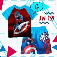 Baju Santai Captain America Warna Biru Langit Kaos Karakter Superheo