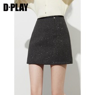 D-PLAY | Váy Chữ a Màu Xám Ngắn Thời Trang Dplay Quần Áo Công Sở Thường Ngày Cho Nữ Váy Ngắn Ôm Vừa 