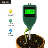 เครื่องวัดความชื้นในดิน3-in-1เครื่องวัดความชื้นในดิน, เครื่องวัดค่า pH ดิจิตอล LCD backlit เซ็นเซอร์ความเป็นกรดความชื้นสำหรับพืชสวนกลางแจ้ง