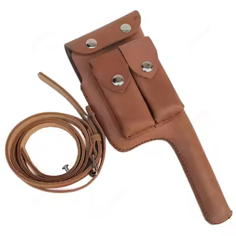 CHINESE MILITARY HOLSTER MAUSER C96 BROOMHANDLE LEATHER HOLSTER WITH STRAP A CN102012