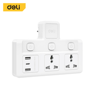 Deli ปลั๊กแปลง ปลั๊กไฟ อแดปเตอร์ USB ชาร์จเร็ว MAX 10A 2500W ทนความร้อนได้ 750องศา Universal Adapter