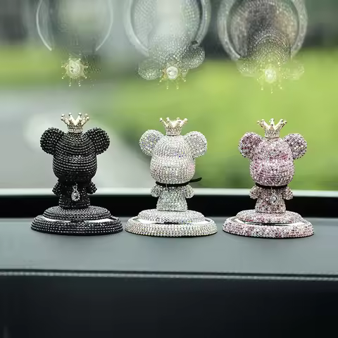 Cute Cartoon Gloomy Bear Car Air Freshener Diamond Ornament Auto Dashboard Interior Decoration Cryst