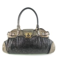 二手Salvatore Ferragamo Ferragamo Gancini 女士皮革手提包，配有金色拉鍊。