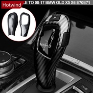 HOTWIND 2Pcs/Set Car Carbon Fiber Gear Shift Knob Cover Trim Styling Accessories For BMW X5 X6 E70 E