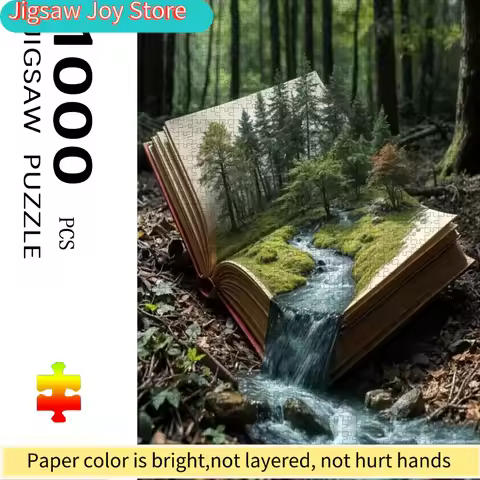 Adult Jigsaw Puzzle: Forest and River in a Book - Challenging Large Puzzle and Families, Durable Por