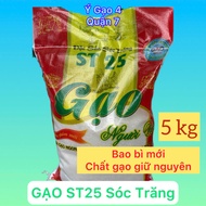 Gạo ST25 Sóc Trăng - Túi 5Kg - Giống lúa ST25 được trồng tại Sóc Trăng đều hạt dẻo vừa ngọt thơm cơm